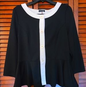 Spense black large flutter waist cardigan